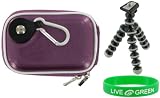 Hard Carrying Case (Candy Lilac) and Premium Tripod for Nikon Coolpix S630 Digital Camera Titanium Silver