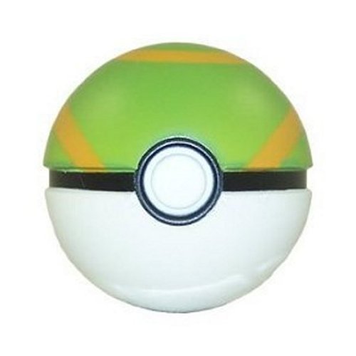 Pokemon Toy - Soft Foam Pokeball - NEST BALL (White, Green & Orange - 2.5 inch)
