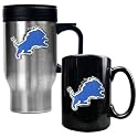 NIB Detroit Lions NFL Steel Coffee Travel Mugs