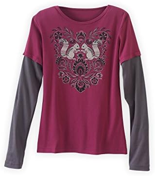 Green 3 Apparel Layered Look Squirrels USA-made Organic Tee (L, Rose)