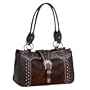 American West Wild Horses Collection 3 Compartment Zip Top Tote In Leather