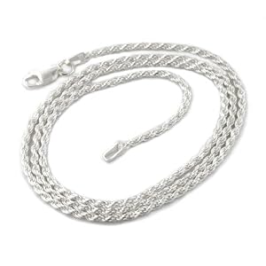 2mm sterling silver 20 inch diamond-cut rope chain necklace
