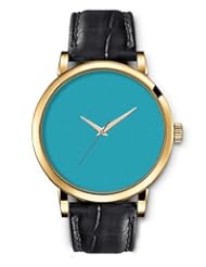 SPRAWL Aanalog Fashion Series Gold Ladies Watches of Genuine Black Leather Strap,Unique Wrist Watch for Women Girls Designed with Turquoise blue background
