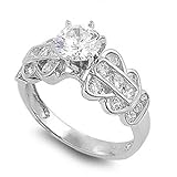 .925 Sterling Silver Engagement Ring, Designed with 2.50 Carat Total Weight Diamond Colored Cubic Zirconia in Fashionably Shimmering Round Cut Stones, Free Shipping, Sale Price Offer, Comes with Free Special Gift Pouch and Box