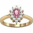 14K Yellow Gold Pink Tourmaline and Diamond Ring