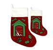 Dog Photo Christmas Stocking - Holds a 2" x 3" Photo of Your Pet Inside the Dog House - DogHouse Picture Frame Stocking - Medium 8"W x 12"L