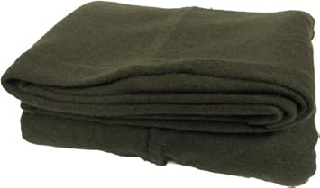 Wool Blanket Soft Loom Woven 66" x 84" Color Olive Green