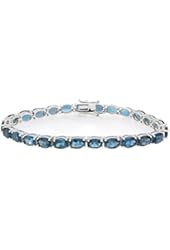 Sterling Silver Genuine London Blue Topaz Tennis Bracelet (28.6 CT.T.W) 7 1/2 inch