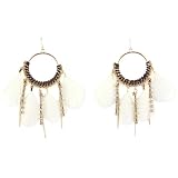 White Feather Fiesta - Gold Colored Chain Link With Crystal Tiers - Fashion Earrings