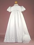 Satin Back Crepe Christening Gown with Rounded Collar