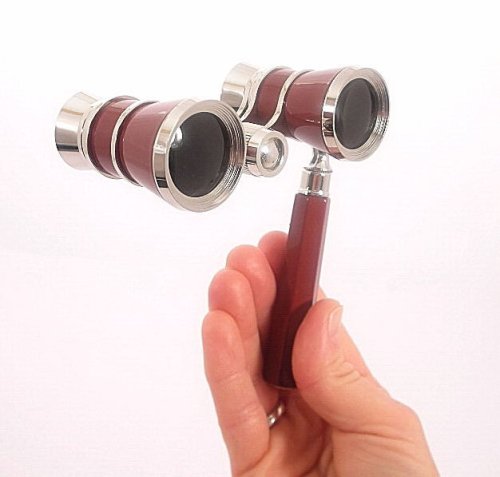 VIVID OPERA GLASSES, Binoculars 3X W/Handle Silver Trim