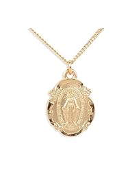 Gold/Sterling Silver Miraculous Medal Pendant on 18 inch chain
