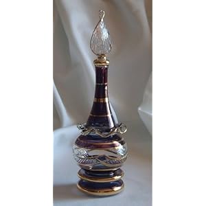 Egyptian Perfume Bottle  Mouth/Hand Blown  Weddings / Favors / Gifts - Color: Blue - (EPB-018BL)