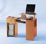 BEECH Colour Wood Corner Computer/PC Work Table Desk Station with Drawer and Keyboard Shelf by DMF