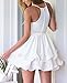 Kearia Women Sexy Deep V Neck Spaghetti Strap Pleated Ruffle Short Skater Mini Dress