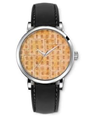 SPRAWL Aanalog Fashion Series Silver Ladies Watches of Genuine Black Leather Strap,Unique Wrist Watch for Women Girls Designed with Ancient Chinese Characters