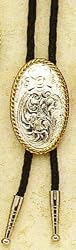 Engraved Oval Bolo Tie