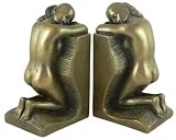 Art Deco Bookends SOLITUDE Bronze Sculptures signed O.Tupton