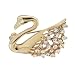 Yellow Gold Tone Swan Rhinestone Animal Brooches Pin