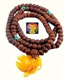 Bodhi Seed and Turquoise Prayer Beads Mala- 108 Beads and a Copyrighted Tibetan Mantra Buddha Eye Magnet