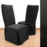 Elegant Ribbed Black Dining Slipcover Set of four Chairs 631