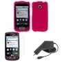 GTMax Rapid Car Charger + Hot Pink Rubberized Hard Cover Case + LCD Screen Protector for T-Mobile LG Optimus T P509