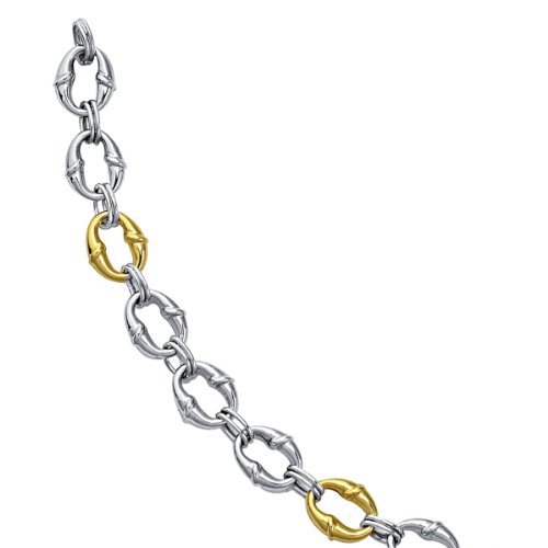 Oval Link Bracelet in Sterling Silver and 14K Yellow Gold