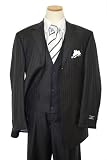 Extrema by Zanetti Black Shadow Pinstripes 120'S Italian Wool Wideleg Suit