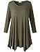 LARACE Women Plus Size 3/4 Sleeve Tunic Tops Loose Basic Shirt (2X, Army Green)