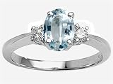 1.70 cts Genuine 9x7 Oval Aquamarine Engagement Ring - 14kt White or Yellow Gold