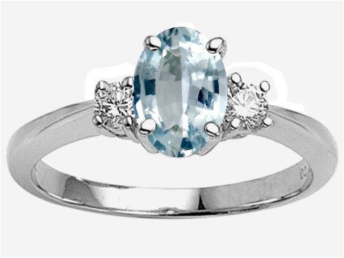 Childrens Toyshop  Jewelry : 1.70 cts Genuine 9x7 Oval Aquamarine Engagement Ring - 14kt White or Yellow Gold