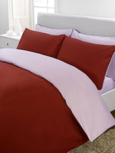 5PC Reversible Duvet/Quilt Cover Set 600 Thread Count Full 100% Egyptian Cotton Burgundy/Lilac Solid by Angel Bedding