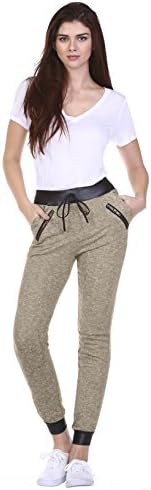 Urban Trend USA Womens Skinny Faux Band Drawstring Jogger Sweat Pants (S/M)