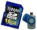 TOPRAM 16GB 16G SD SDHC Secure Digital Card with R5 Multi-function Card Reader