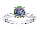 1.25 cts Genuine Mystic Rainbow Topaz Solitaire Engagement Ring - 14kt White or Yellow Gold