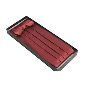 Classy Burgundy Cummerbund and Bow Tie Set with Box