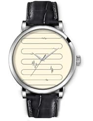 SPRAWL Aanalog Fashion Series Silver Ladies Watches of Genuine Black Leather Strap,Unique Wrist Watch for Women Girls Designed with Lines with voltage