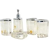 Decorative Seashells Ocean Beach Acrylic Bathroom Accessory Set
