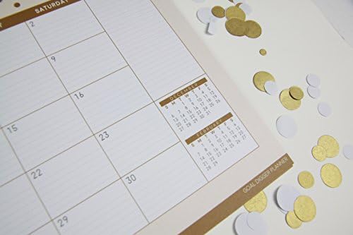 2016 Goal Digger Monthly Wall Calendar - 11 x 16 in White Coil, Color Pages. Chic Office Details.