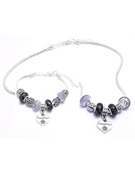 Daughter Dangle Charm Bracelet and Necklace Gift Set Girls Pandora Style Gift Boxed