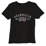 America Flag Rhinestone - Patriotic Women's Cut T-Shirt