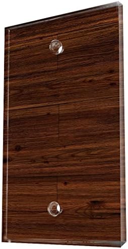 HDArt Single Blank Texture Switch Plate Cover - Red Brown Hard Wood Interlock Pieces