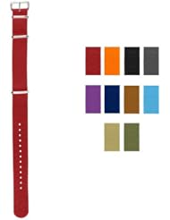 Military-Style Nylon Watch Strap - 22mm - Choose From 10 Different Solid Colors