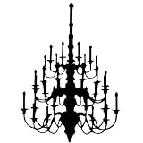 30 Inch Ornate Chandelier Black White Silhouette Temporary Removable Wall Sticker