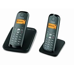 Siemens Gigaset AS280 Duo, Schnurloses DECT-Telefon mit zusätzlichem Mobilteil und beleuchtetem Grafik-Display, schwarz