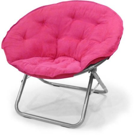 Mainstays Large Microsuede Saucer Chair | Easily Folds for Storing or Transporting (Pink) Mainstays Large Microsuede Saucer Chair | Easily Folds for Storing or Transporting (Pink)