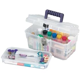 Akro-Mils 09514 CFT 14-Inch Plastic Art Supply Craft Storage Tool Box, Semi-Clear