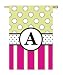 Monogram Peppy Pink & Green Polka Dot Double Sided Garden Size Flag - A