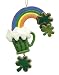 Irish Shamrock with Rainbow and Green Beer Christmas Ornament #W5480