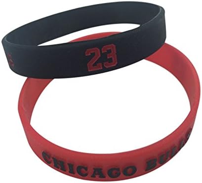 Simon US ® 2PCS Mixed Colors NBA Basketball Star Bracelet,Rubber Bracelets(Shipped from US) (Red+Black 23)